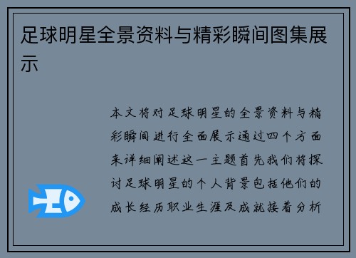 足球明星全景资料与精彩瞬间图集展示